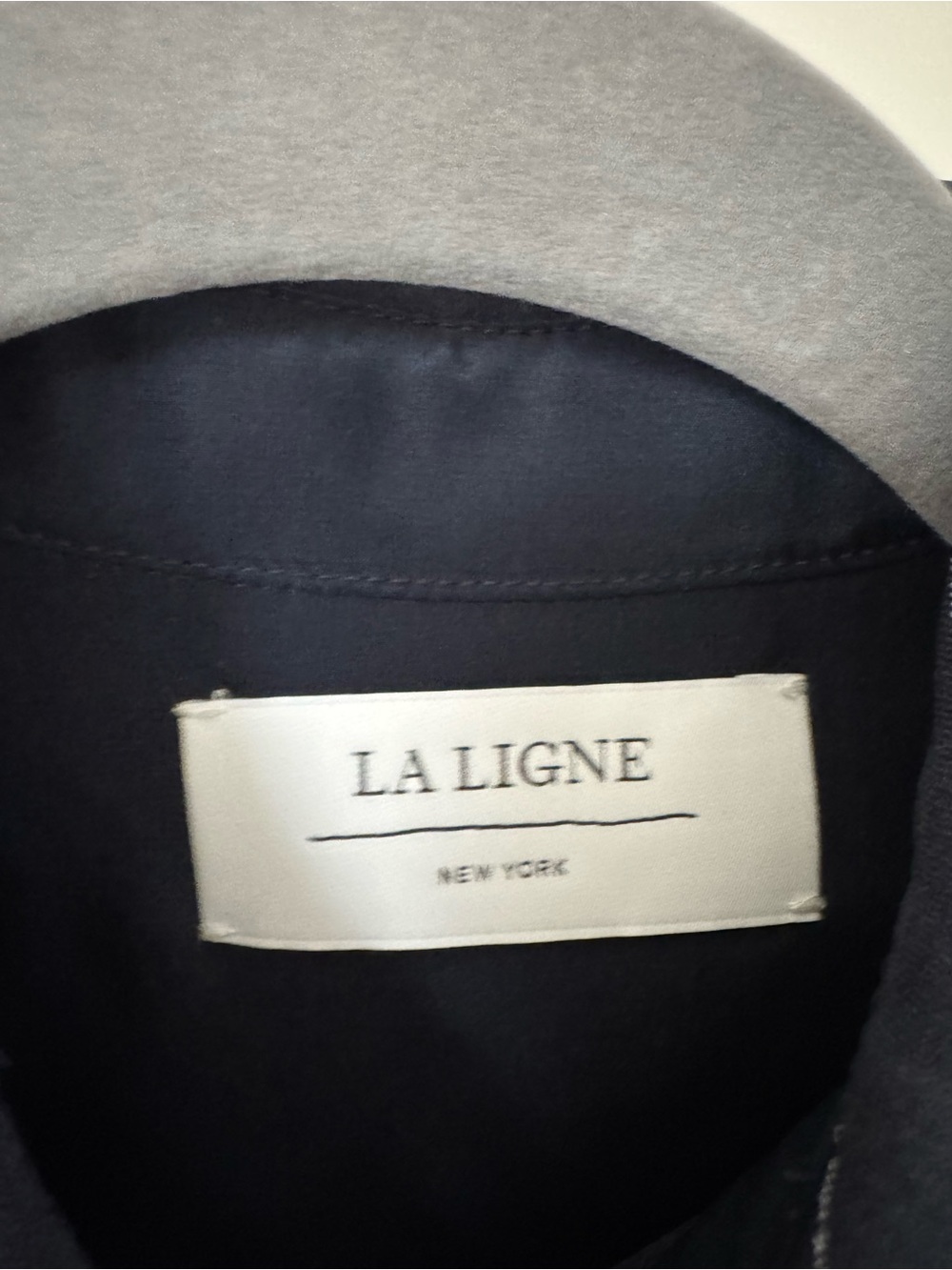 La Ligne Navy Pinstripe Opened Back Shirt, Size XS - Picture 7 of 11